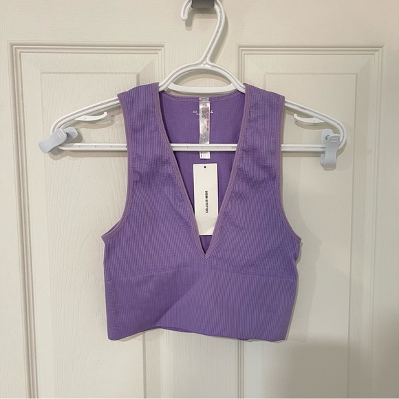 Vibrant Purple V-Neck Crop Top - Picture 1 of 3